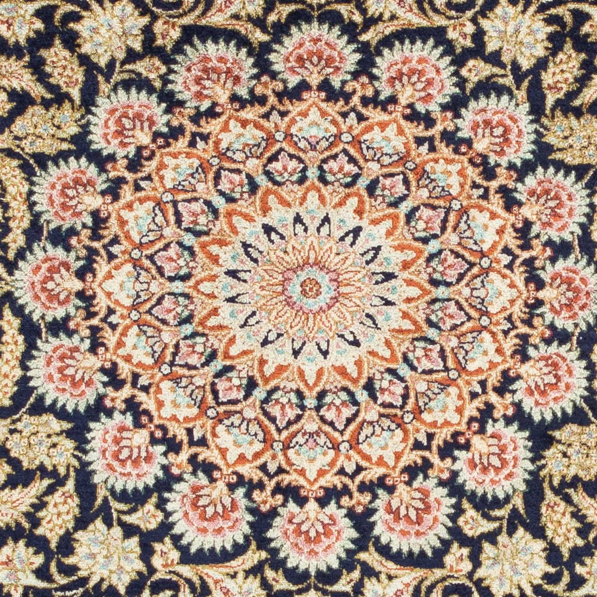Alfombra persa - Ghom - 120 x 79 cm - azul oscuro