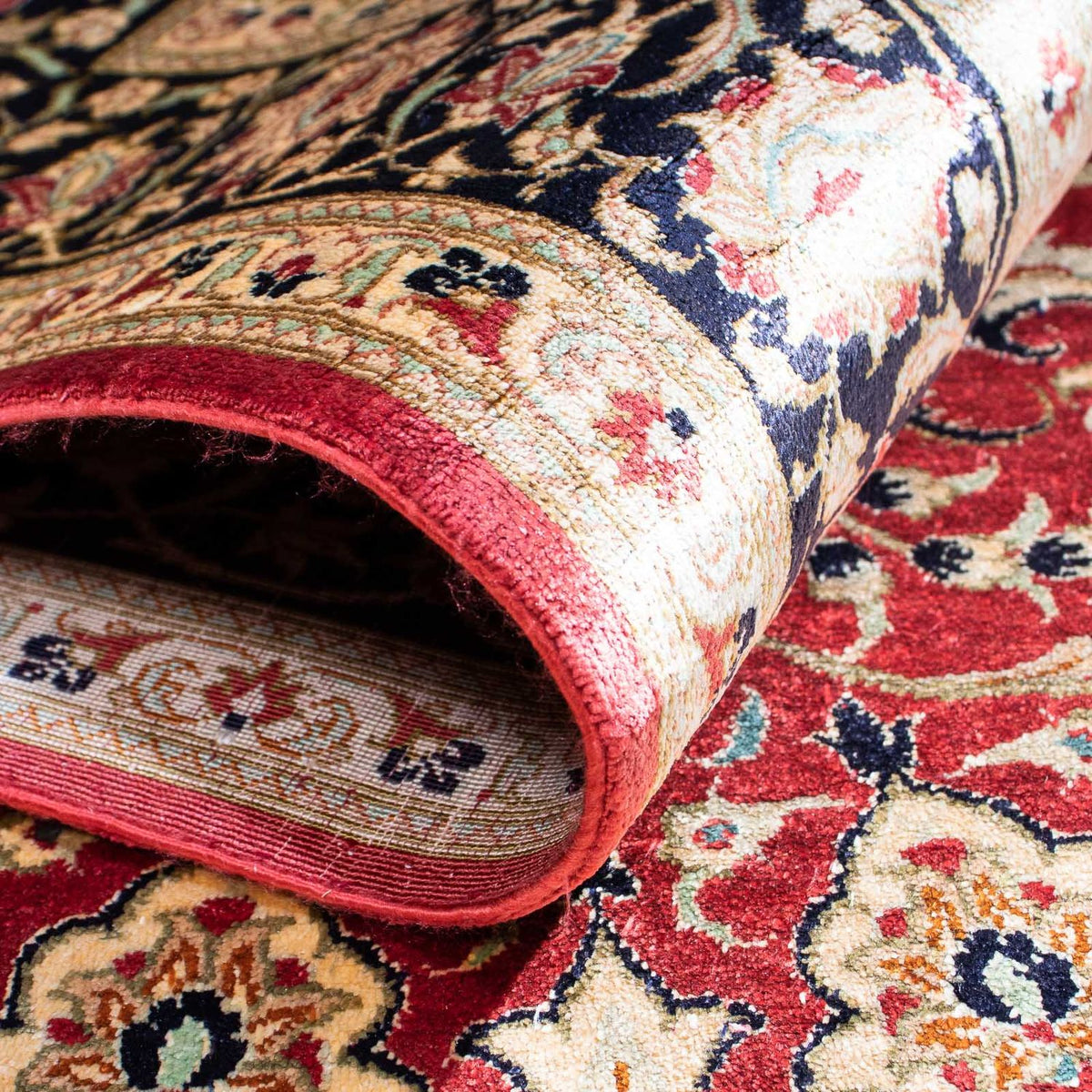 Alfombra persa - Ghom - 151 x 100 cm - rojo
