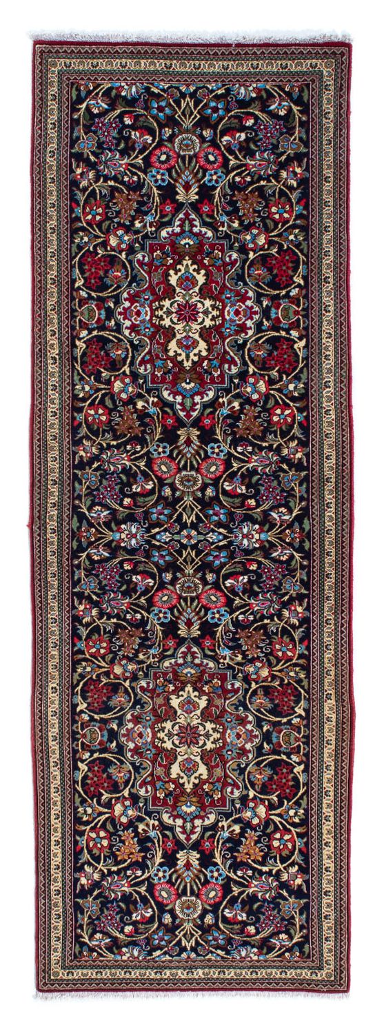 Alfombra de pasillo Alfombra persa - Ghom - 197 x 70 cm - azul oscuro