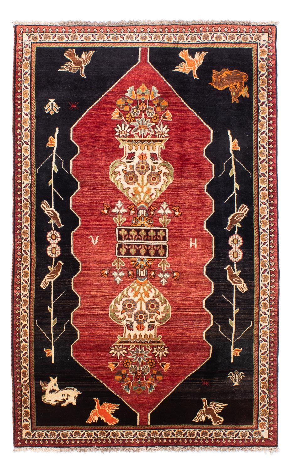 Alfombra persa - Nómada - 202 x 127 cm - azul oscuro