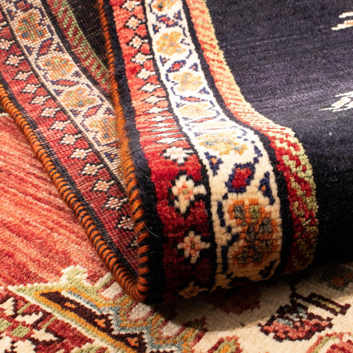 Alfombra persa - Nómada - 202 x 127 cm - azul oscuro