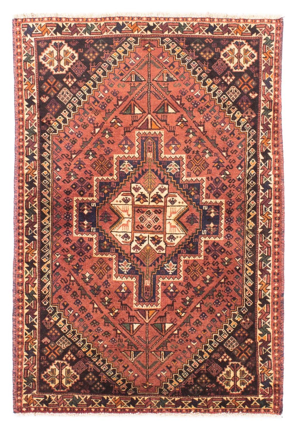 Alfombra persa - Nómada - 161 x 108 cm - rojo claro