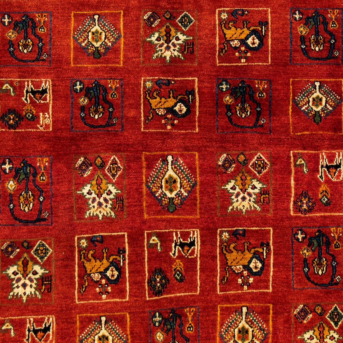 Alfombra Gabbeh - Persa Kashkuli - 214 x 145 cm - rojo oscuro