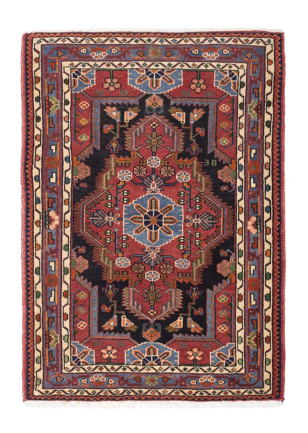 Alfombra persa - Nómada - 126 x 90 cm - rojo oscuro