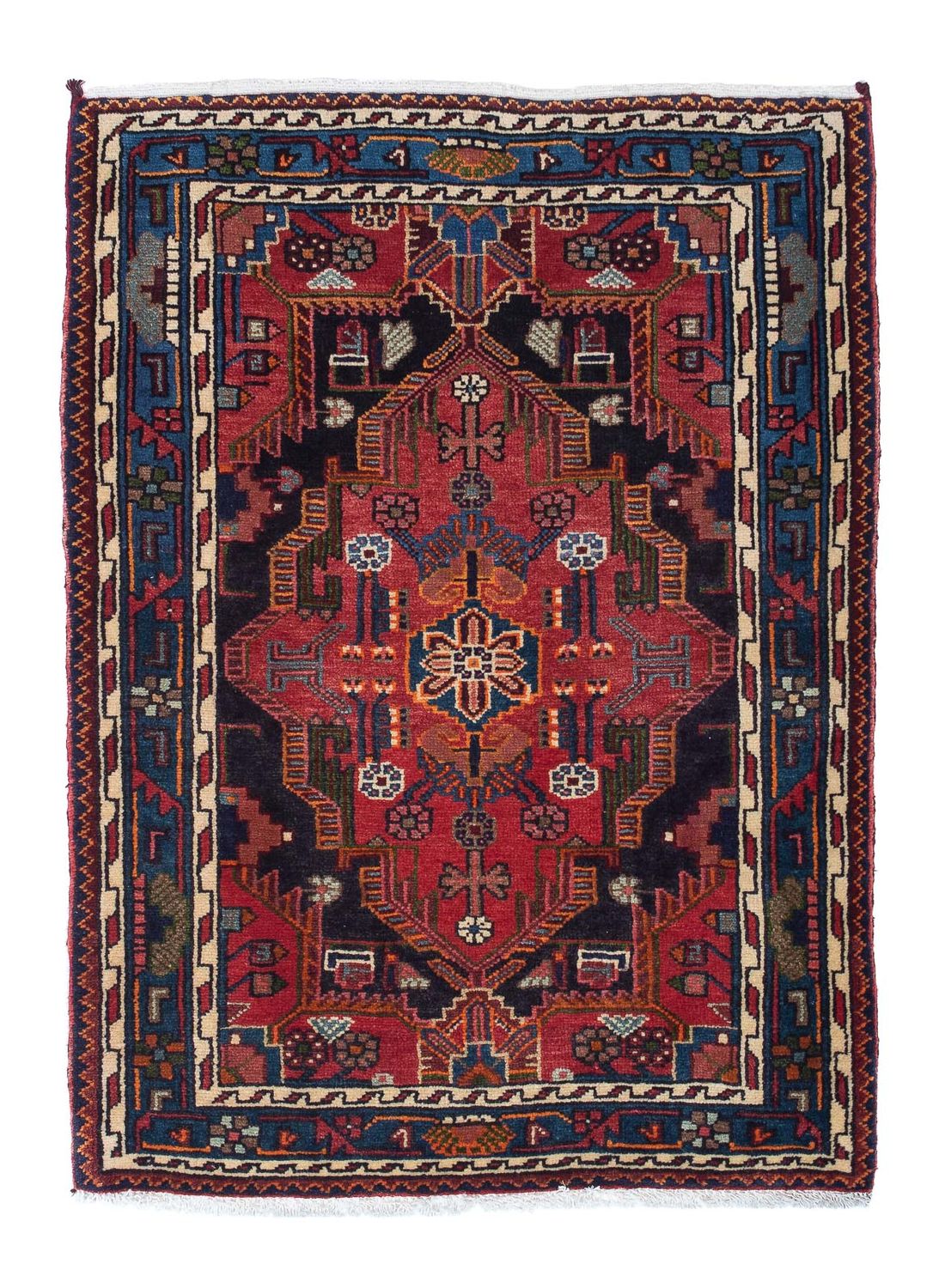 Alfombra persa - Nómada - 125 x 90 cm - rojo oscuro