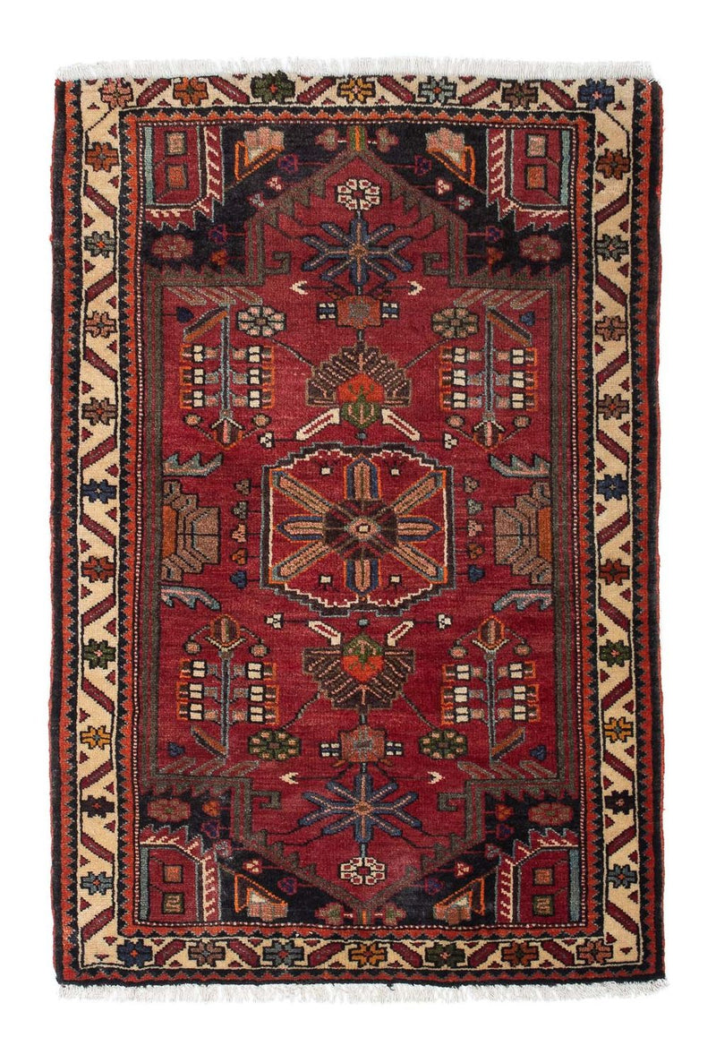 Alfombra persa - Nómada - 128 x 90 cm - rojo oscuro