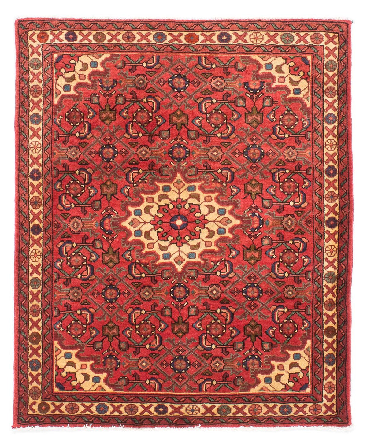 Alfombra persa - Nómada - 135 x 110 cm - rojo claro