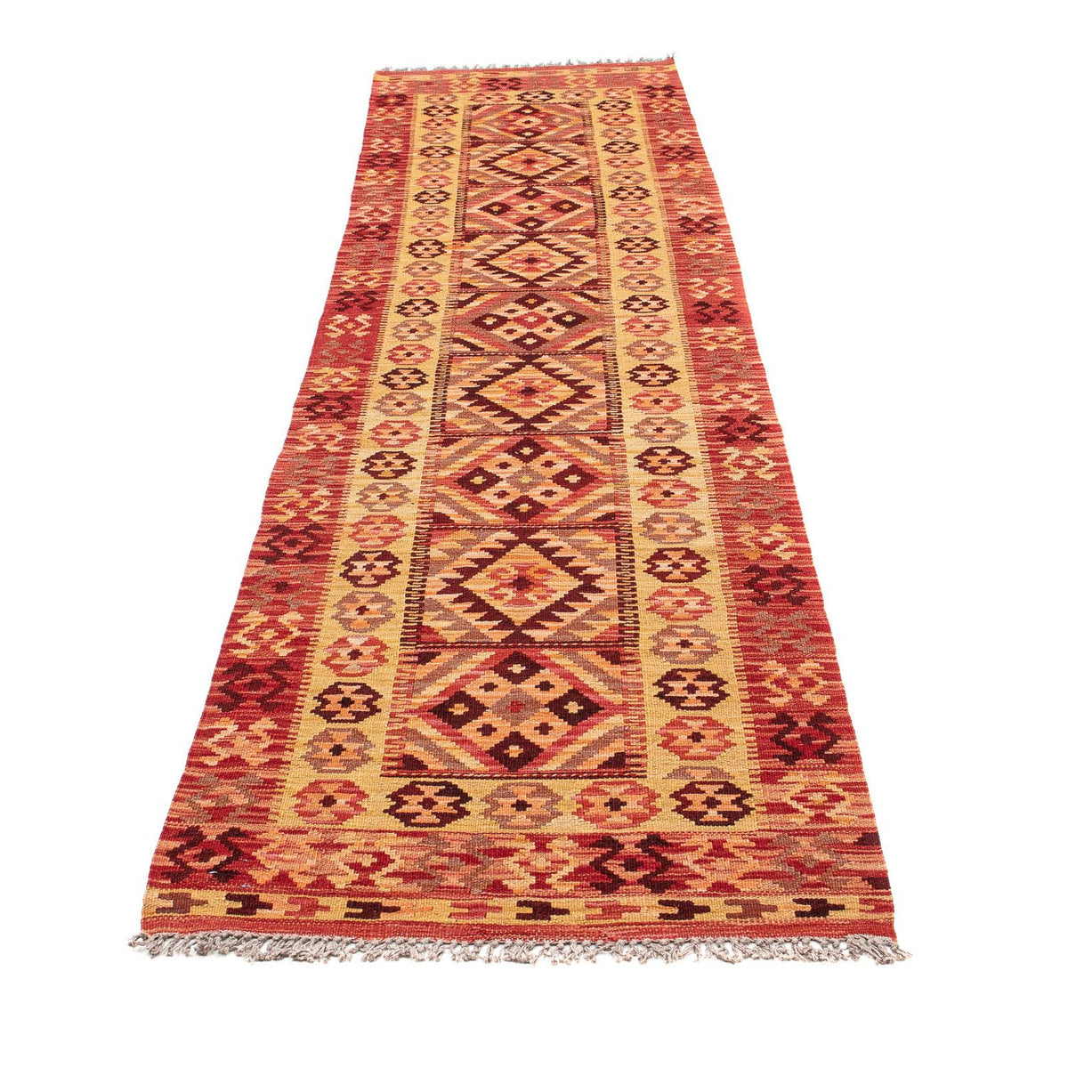 Alfombra de pasillo Alfombra Kelim - Splash - 299 x 73 cm - rojo claro