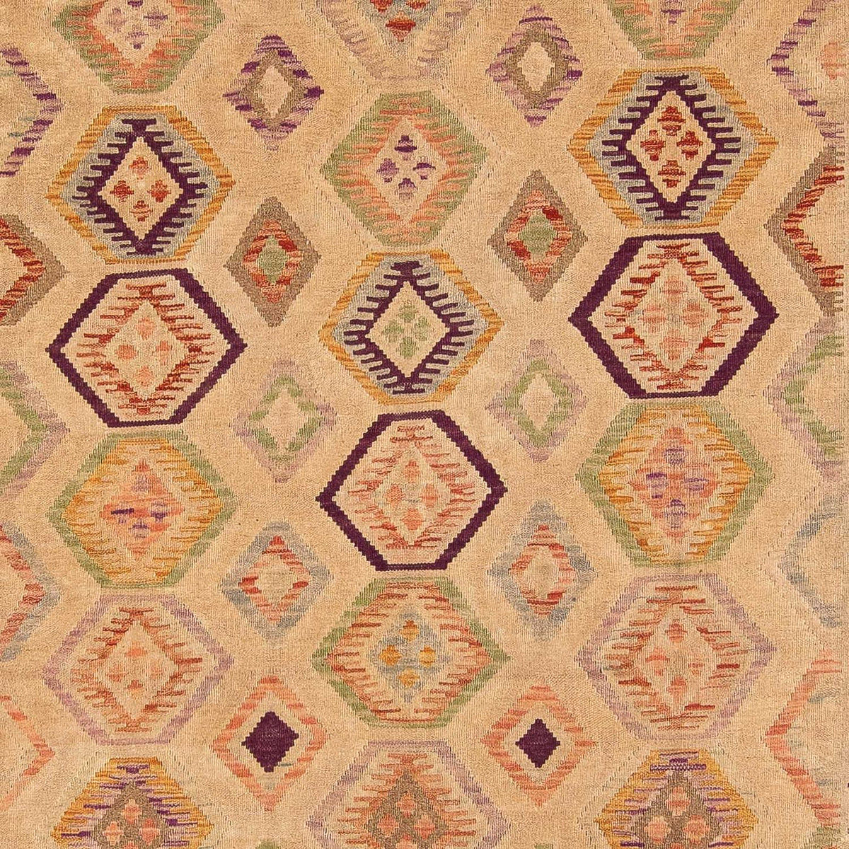 Alfombra Kelim - Splash - 290 x 200 cm - marrón claro