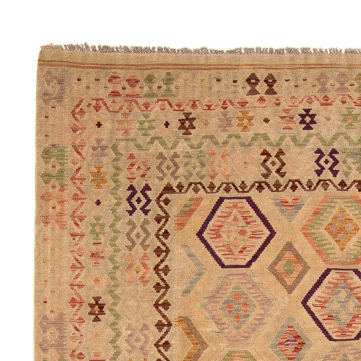 Alfombra Kelim - Splash - 290 x 200 cm - marrón claro