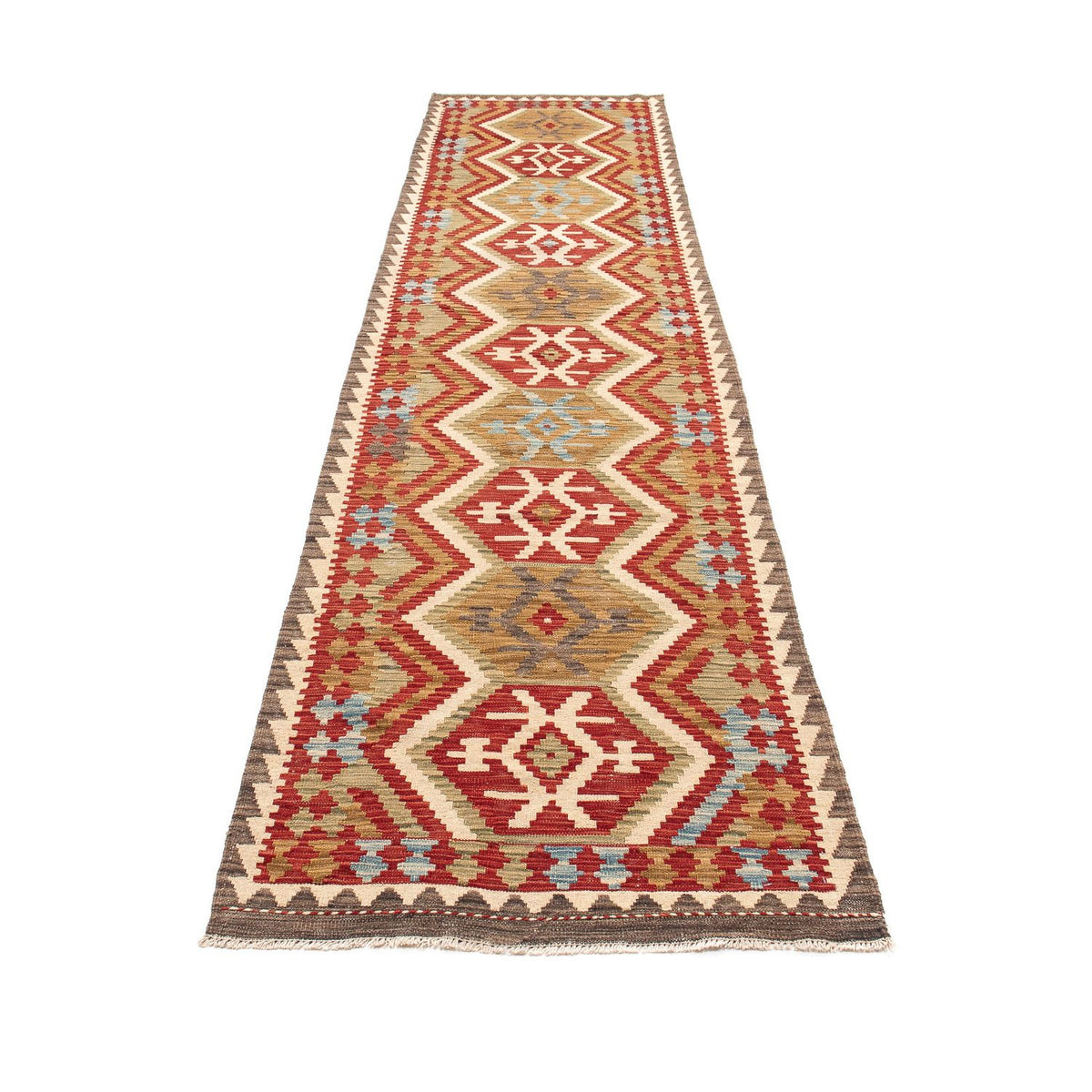 Alfombra de pasillo Alfombra Kelim - Splash - 393 x 77 cm - rojo