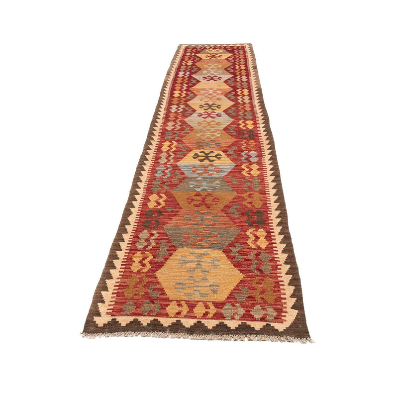 Alfombra de pasillo Alfombra Kelim - Splash - 389 x 76 cm - rojo