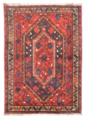Alfombra persa - Nómada - 180 x 127 cm - rojo oscuro
