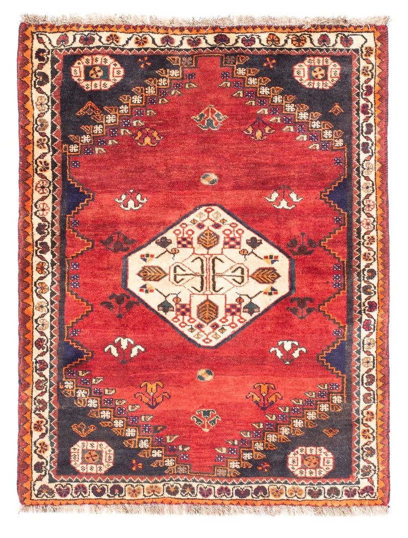 Alfombra persa - Nómada - 150 x 116 cm - rojo oscuro