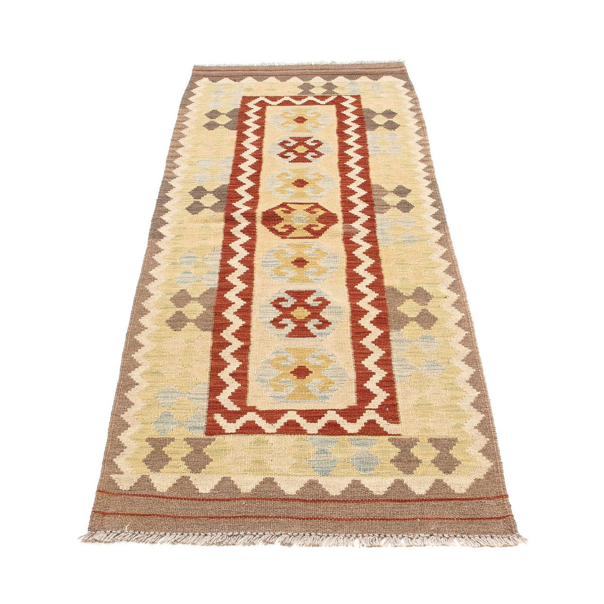 Alfombra de pasillo Alfombra Kelim - Splash - 193 x 63 cm - beige