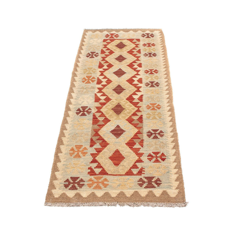 Alfombra de pasillo Alfombra Kelim - Splash - 191 x 60 cm - marrón claro