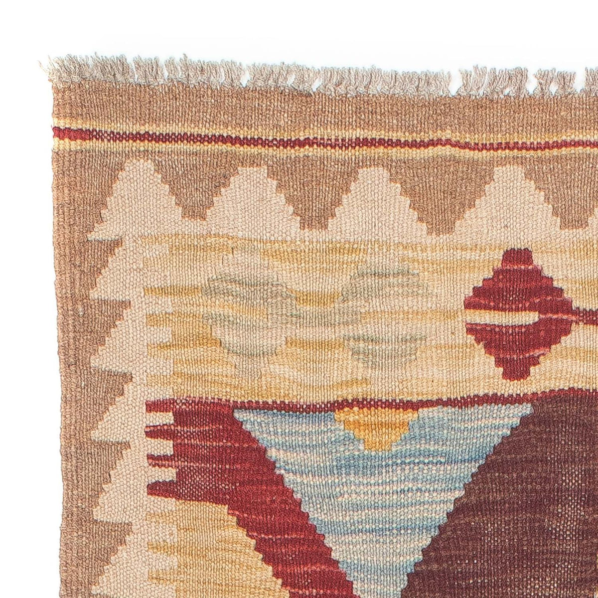 Alfombra de pasillo Alfombra Kelim - Splash - 203 x 68 cm - marrón claro