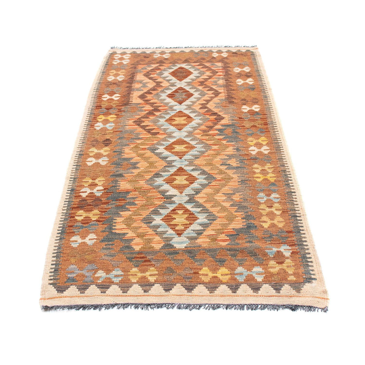 Alfombra de pasillo Alfombra Kelim - Oriental - 199 x 88 cm - marrón claro