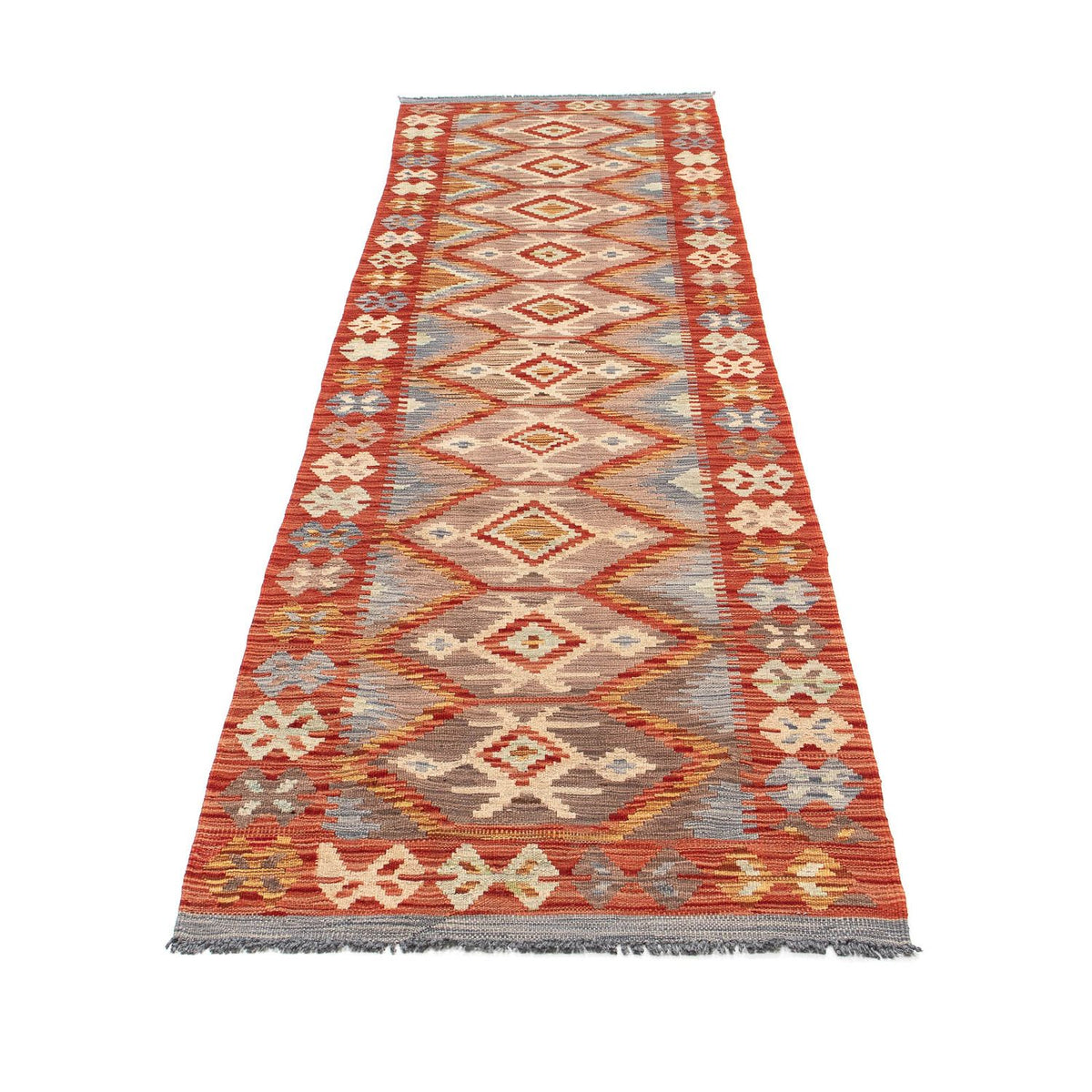 Alfombra de pasillo Alfombra Kelim - Splash - 298 x 77 cm - rojo