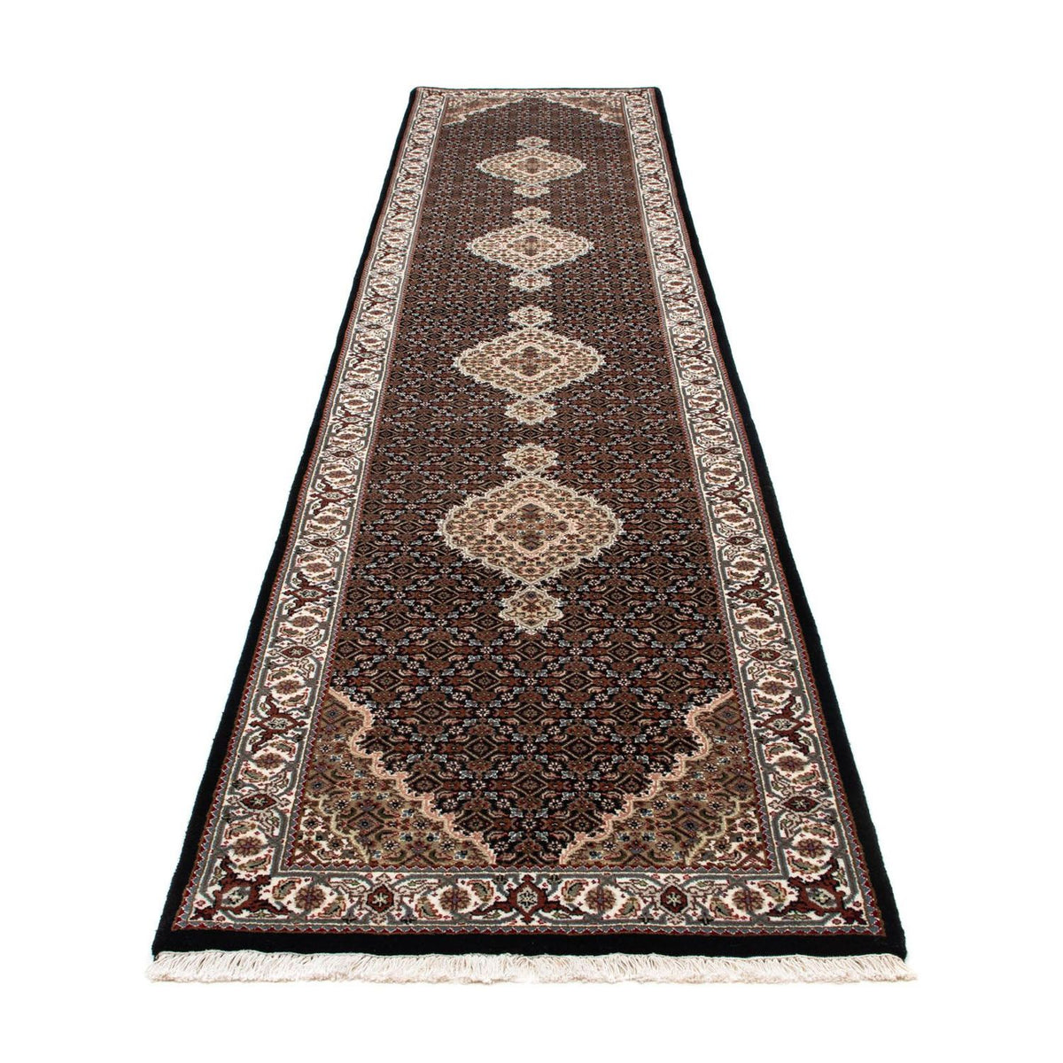 Alfombra de pasillo Alfombra persa - Tabriz - 396 x 82 cm - azul oscuro