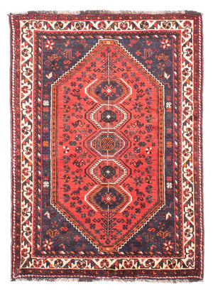 Alfombra persa - Nómada - 155 x 116 cm - rojo oscuro
