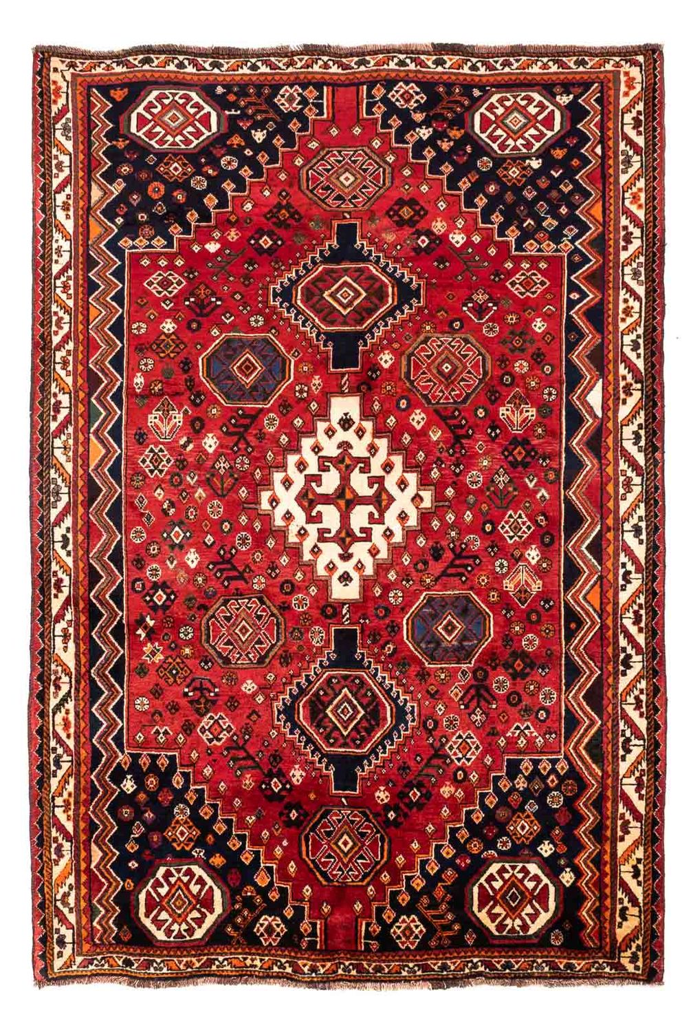 Alfombra persa - Nómada - 251 x 168 cm - rojo oscuro