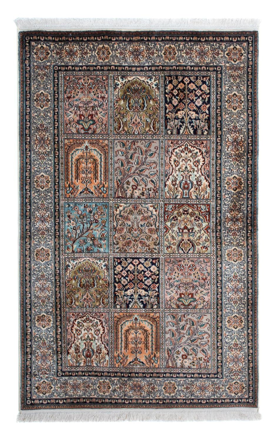Alfombra de seda - Seda de Cachemira - 152 x 96 cm - multicolor
