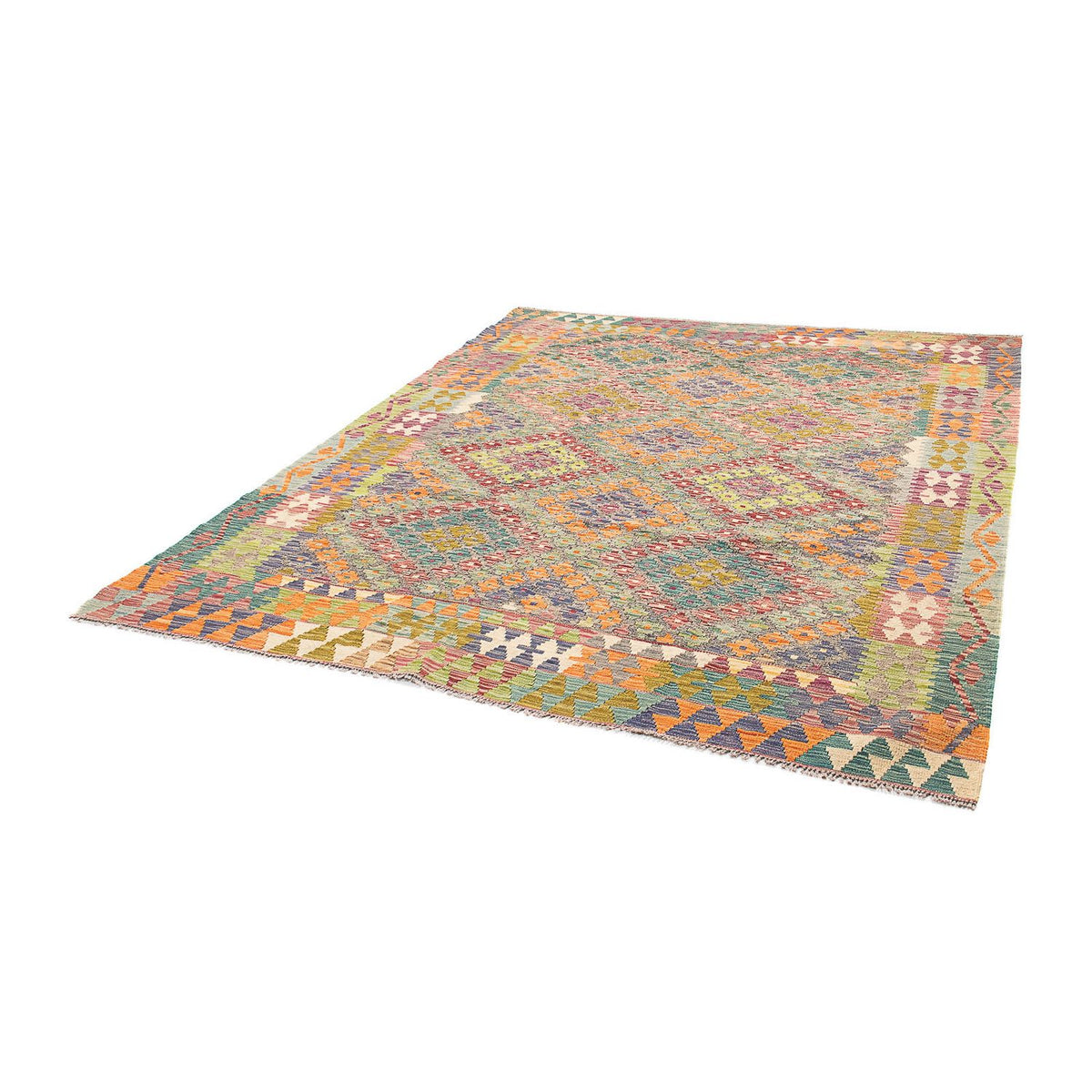 Alfombra Kelim - Splash - 241 x 202 cm - multicolor