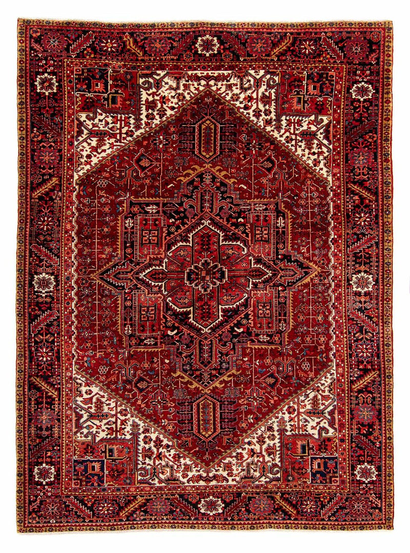 Alfombra persa - Nómada - 393 x 304 cm - rojo oscuro