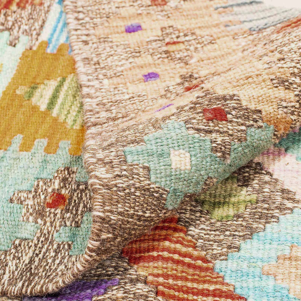 Alfombra Kelim - Splash - 194 x 154 cm - multicolor