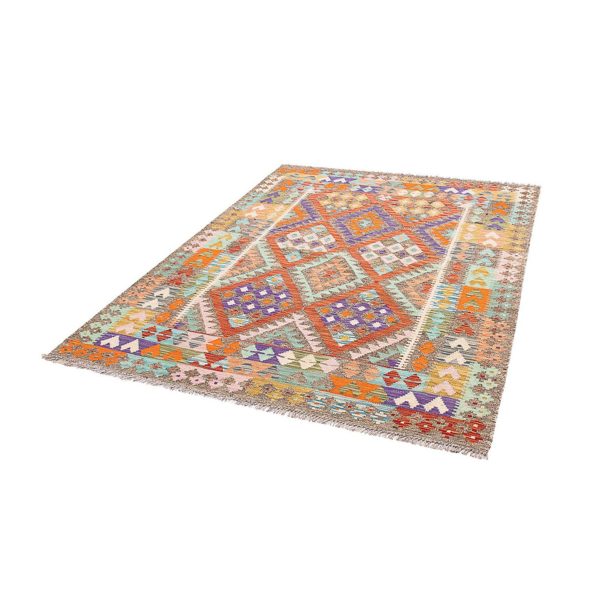 Alfombra Kelim - Splash - 194 x 154 cm - multicolor