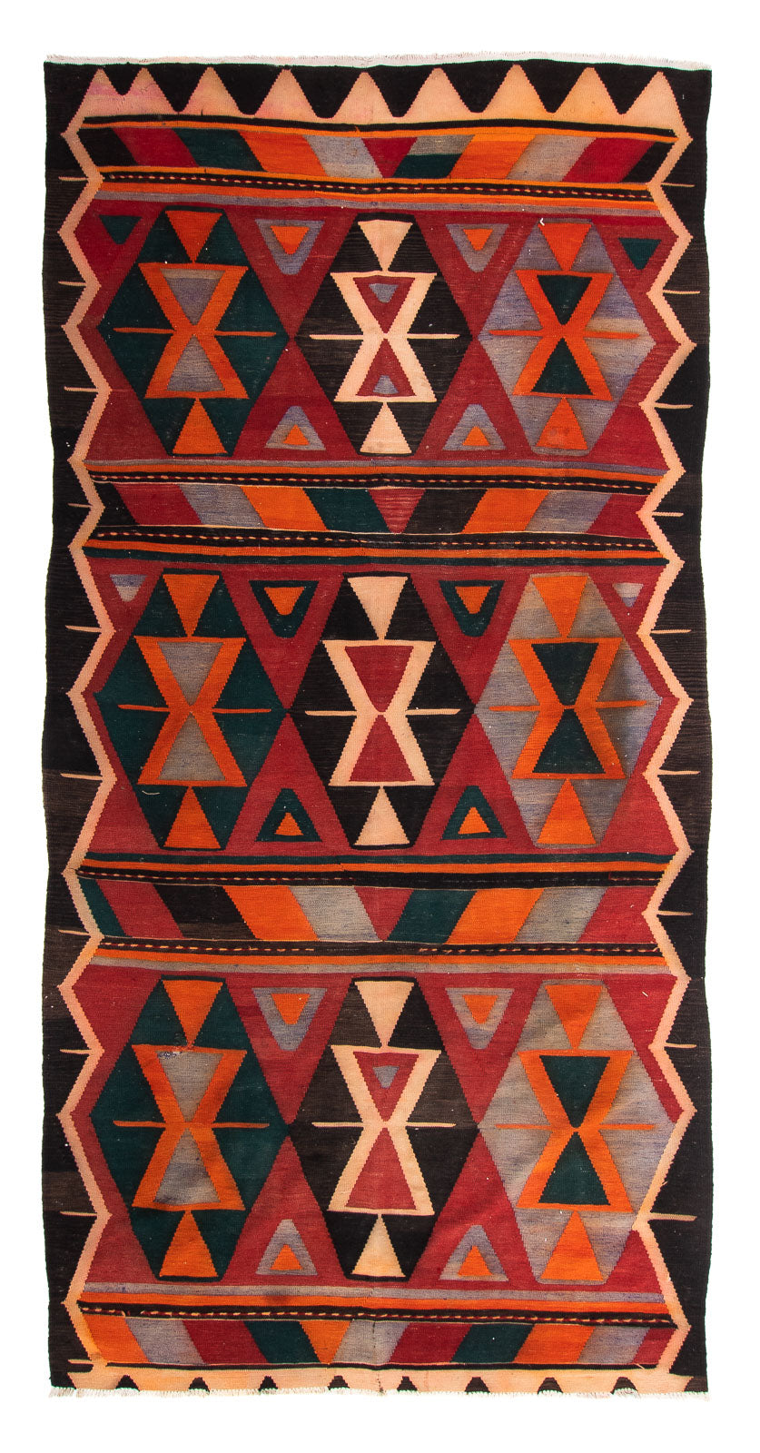 Alfombra de pasillo Alfombra Kelim - Antigua - 325 x 155 cm - multicolor