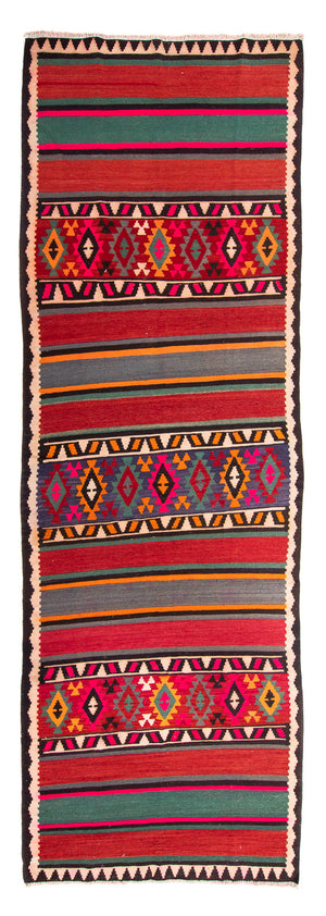 Alfombra de pasillo Alfombra Kelim - Antigua - 370 x 145 cm - multicolor