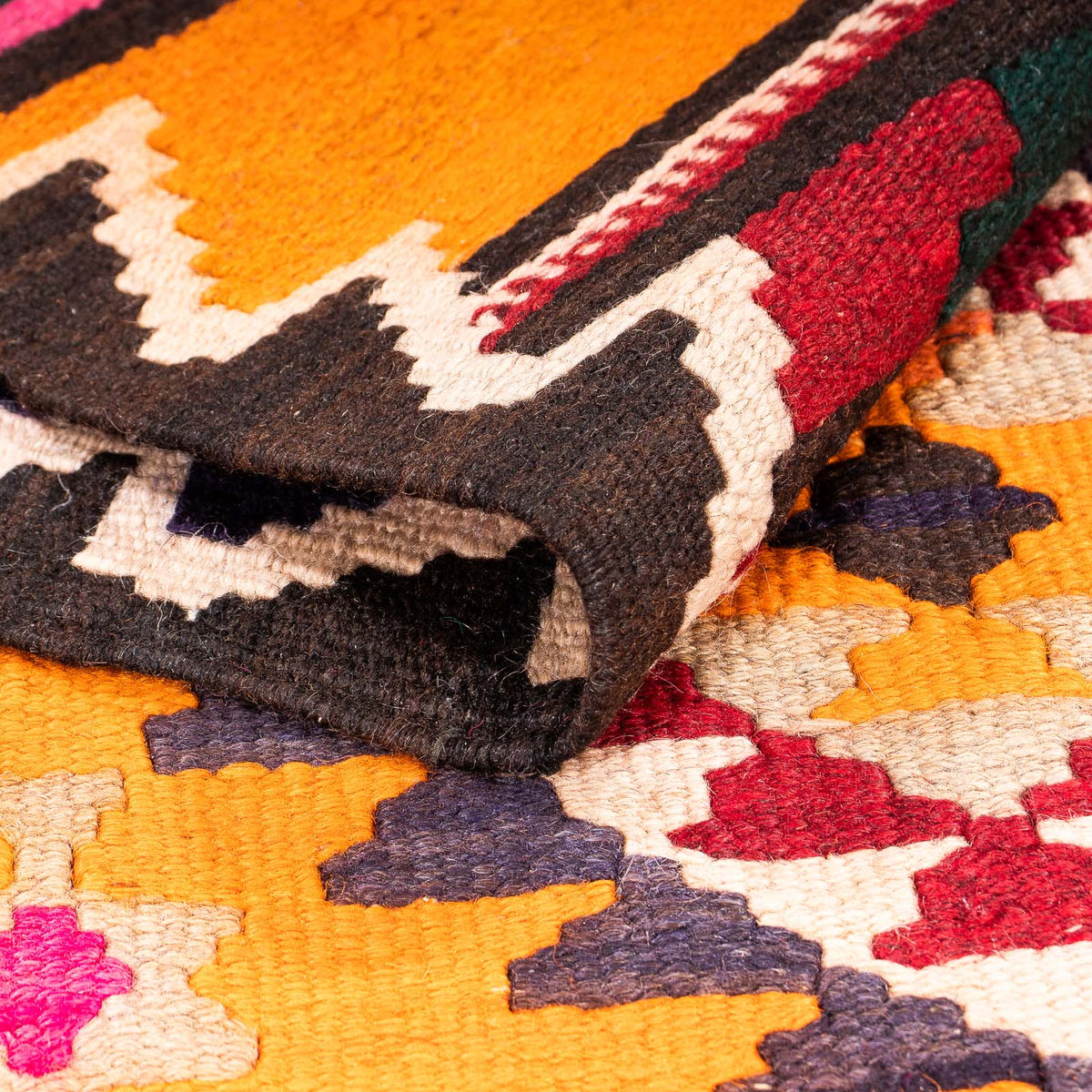 Alfombra de pasillo Alfombra Kelim - Antigua - 355 x 150 cm - multicolor