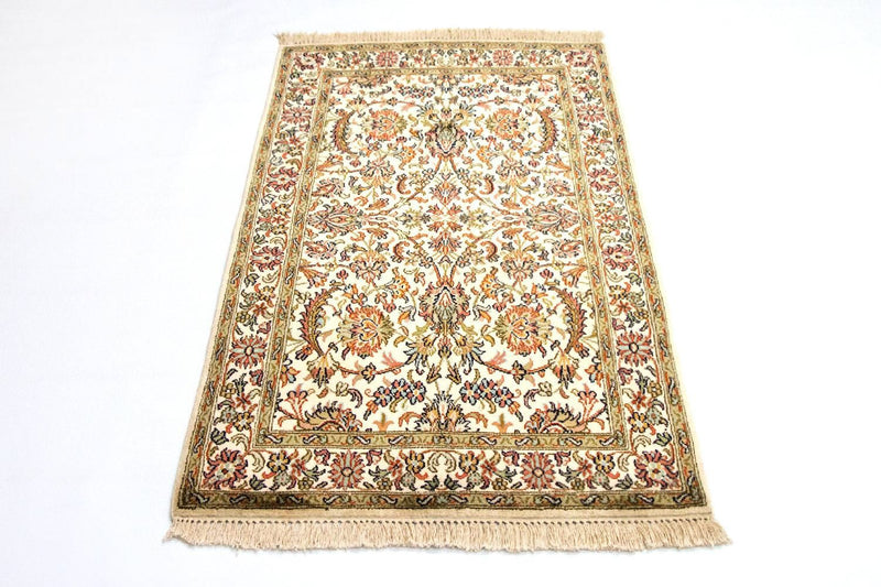 Alfombra de seda - Seda de Cachemira - 127 x 74 cm - beige