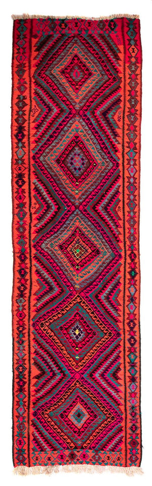 Alfombra de pasillo Alfombra Kelim - Antigua - 380 x 120 cm - multicolor