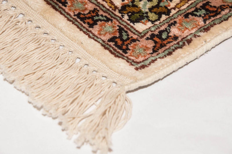 Alfombra de seda - Seda de Cachemira - 95 x 62 cm - beige