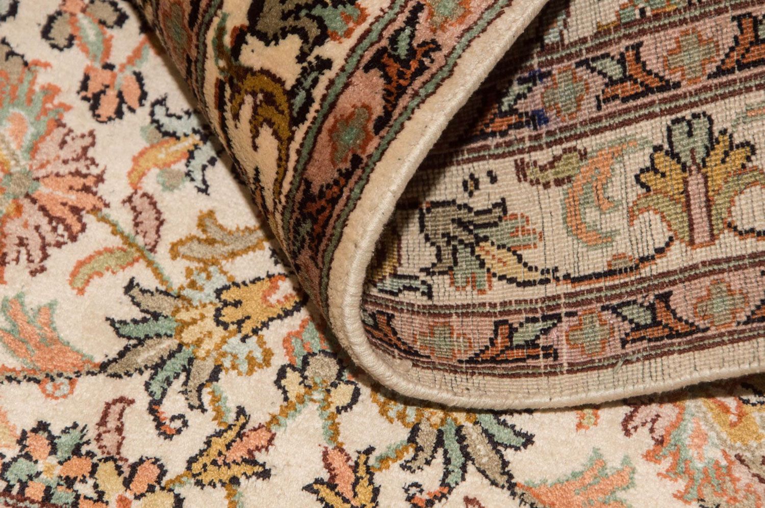 Alfombra de seda - Seda de Cachemira - 95 x 62 cm - beige