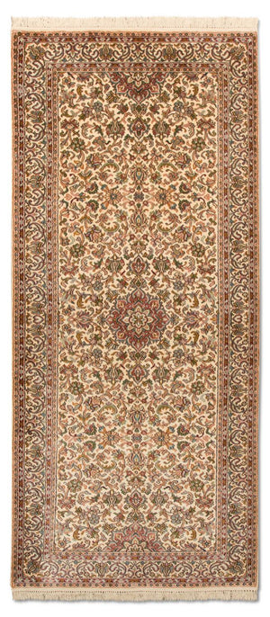Alfombra de pasillo Alfombra de seda - Seda de Cachemira - 190 x 77 cm - beige