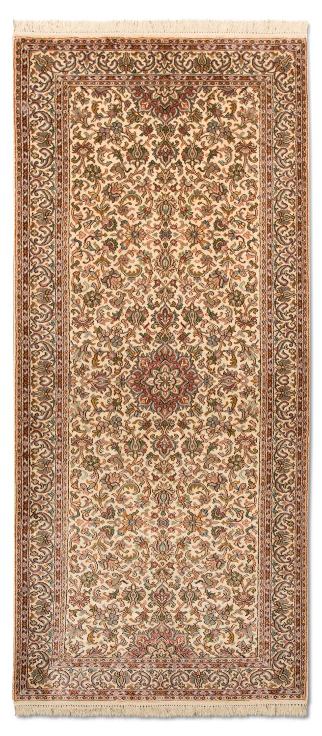 Alfombra de pasillo Alfombra de seda - Seda de Cachemira - 190 x 77 cm - beige