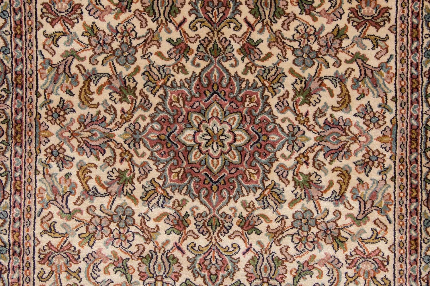 Alfombra de pasillo Alfombra de seda - Seda de Cachemira - 190 x 77 cm - beige