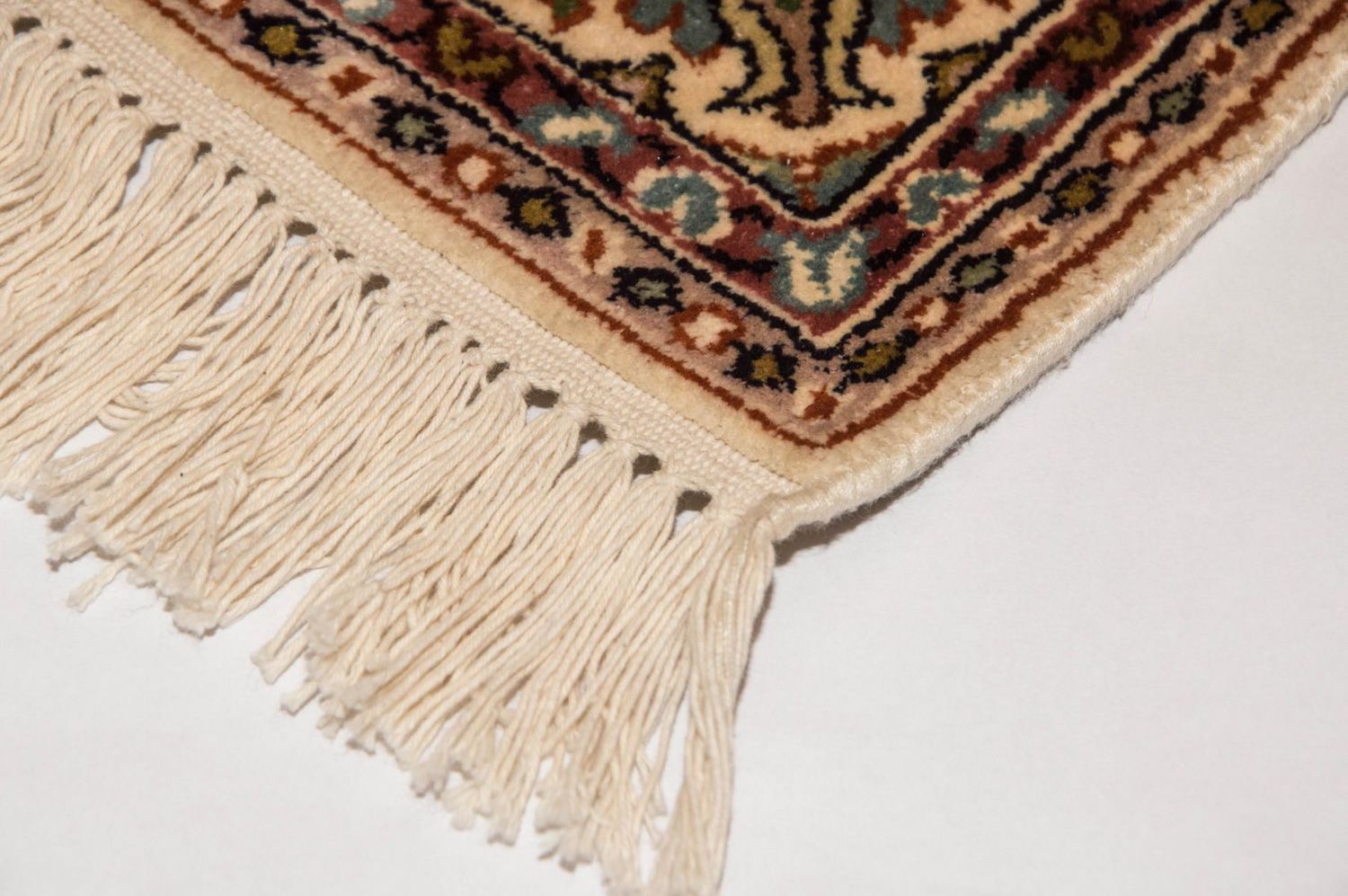 Alfombra de pasillo Alfombra de seda - Seda de Cachemira - 190 x 77 cm - beige