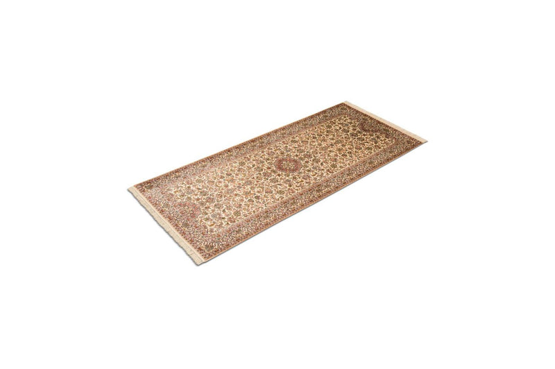 Alfombra de pasillo Alfombra de seda - Seda de Cachemira - 190 x 77 cm - beige
