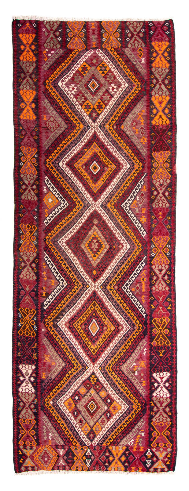 Alfombra de pasillo Alfombra Kelim - Antigua - 375 x 140 cm - multicolor