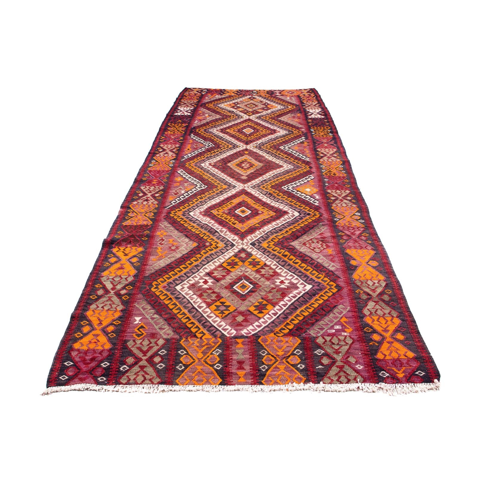 Alfombra de pasillo Alfombra Kelim - Antigua - 375 x 140 cm - multicolor