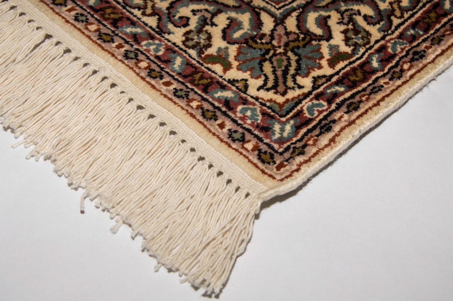 Alfombra de pasillo Alfombra de seda - Seda de Cachemira - 192 x 79 cm - beige