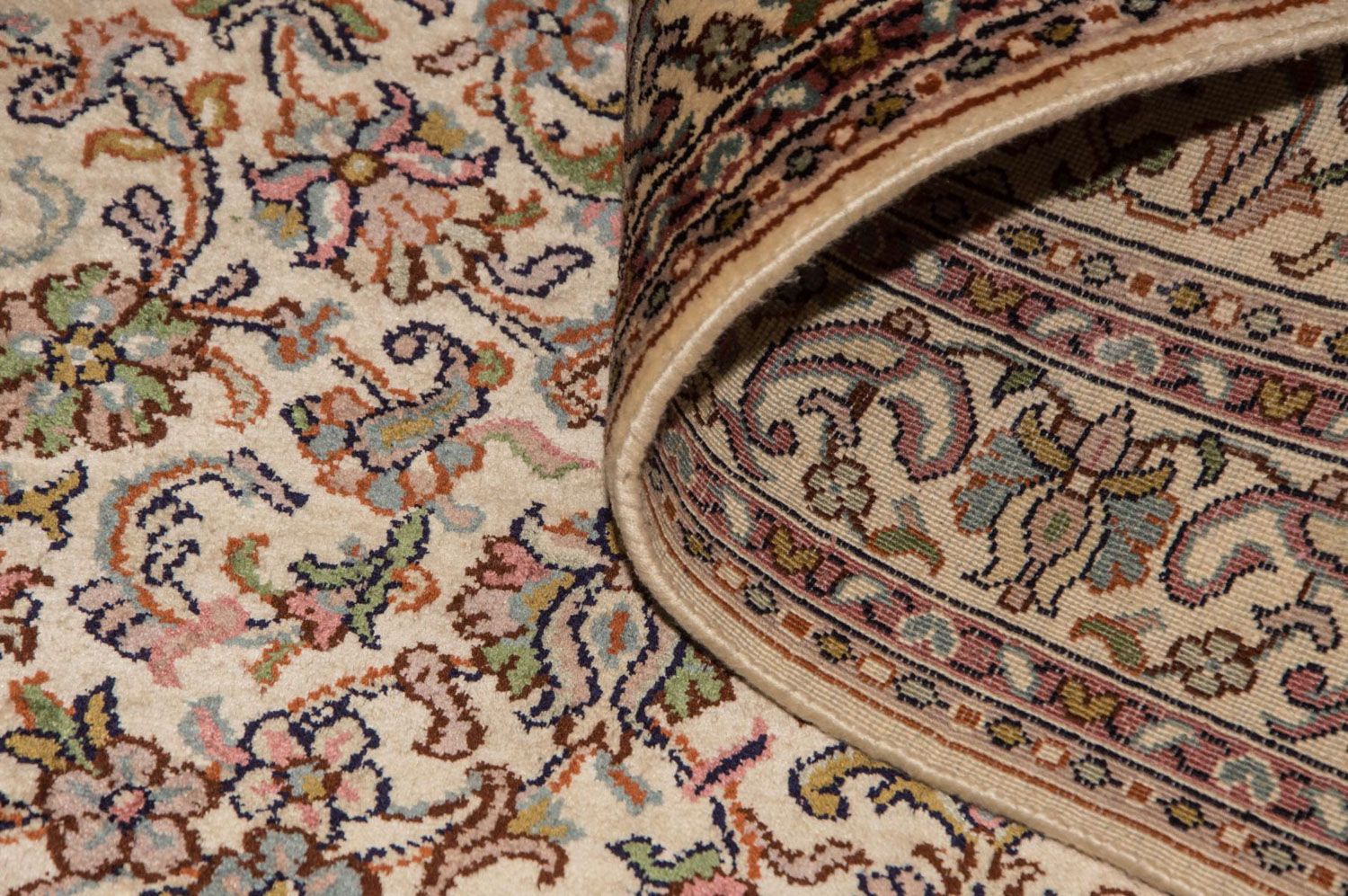 Alfombra de pasillo Alfombra de seda - Seda de Cachemira - 192 x 79 cm - beige