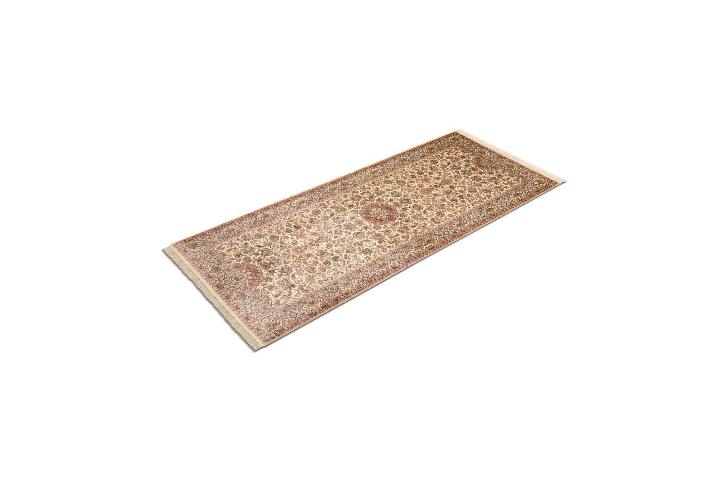 Alfombra de pasillo Alfombra de seda - Seda de Cachemira - 192 x 79 cm - beige