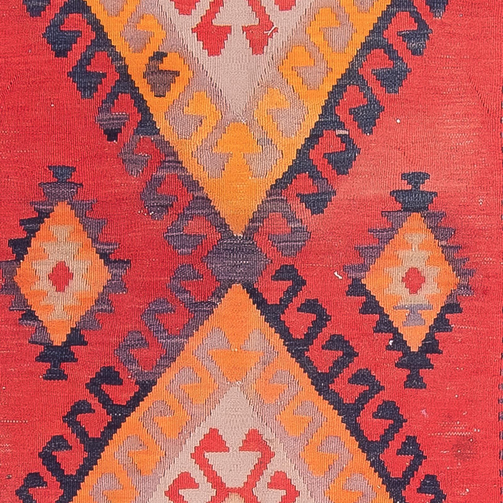 Alfombra de pasillo Alfombra Kelim - Antigua - 410 x 150 cm - rojo