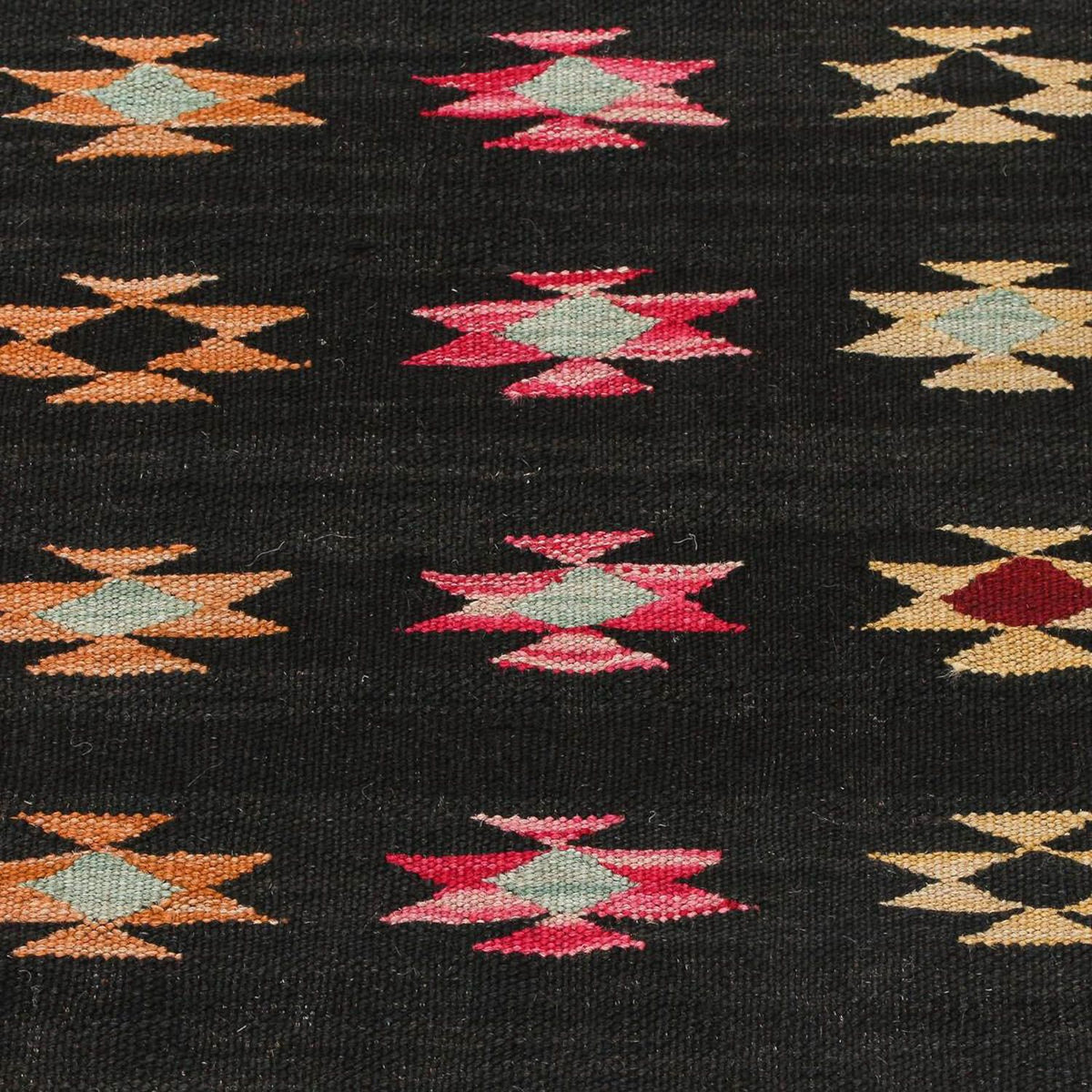 Alfombra de pasillo Alfombra Kelim - Splash - 195 x 85 cm - negro